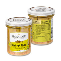 Kup teraz ➡ Tuńczyk filety w oliwie z oliwek 180g Riga Gold, długi termin przydatności do spożycia, szybka dostawa