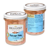 Kup teraz ➡ Tuńczyk filety w wodzie 180g Riga Gold, długi termin przydatności do spożycia, szybka dostawa