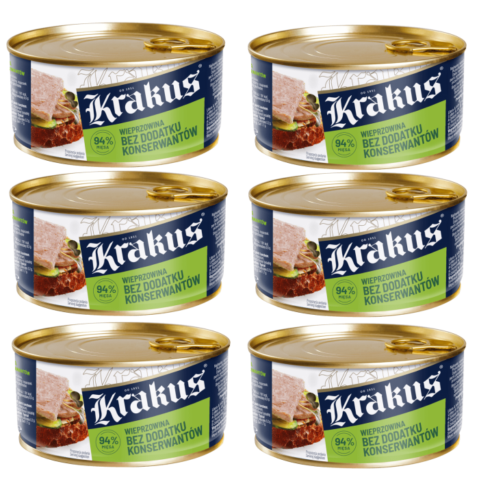 Zestaw Wieprzowina bez konserwantów krakus - 300g - 6 szt. - Kup teraz | Delikatesy Łosoś