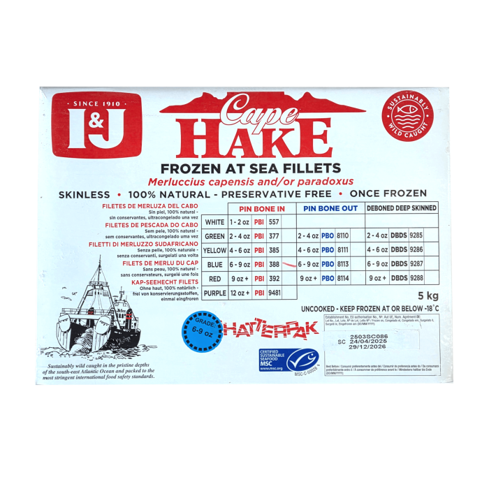 Morszczuk capensis filet bez skóry 0% glazury 5kg