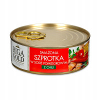 Kup teraz ➡  Szprot w sosie pomidorowym z chilli 240g Riga Gold