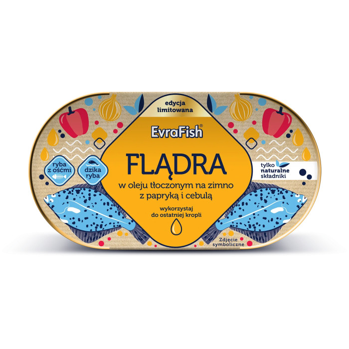 Kup teraz ➡ Flądra w oleju z papryką i cebulką 170g Evra Fish