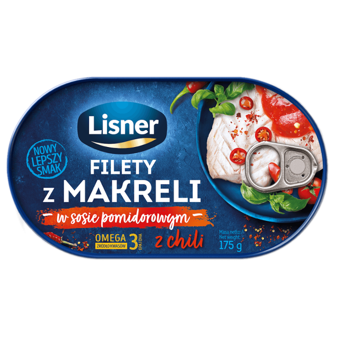 Kup teraz ➡ Filety z makreli w sosie pomidorowym z chilli Lisner - 175g, niska cena
