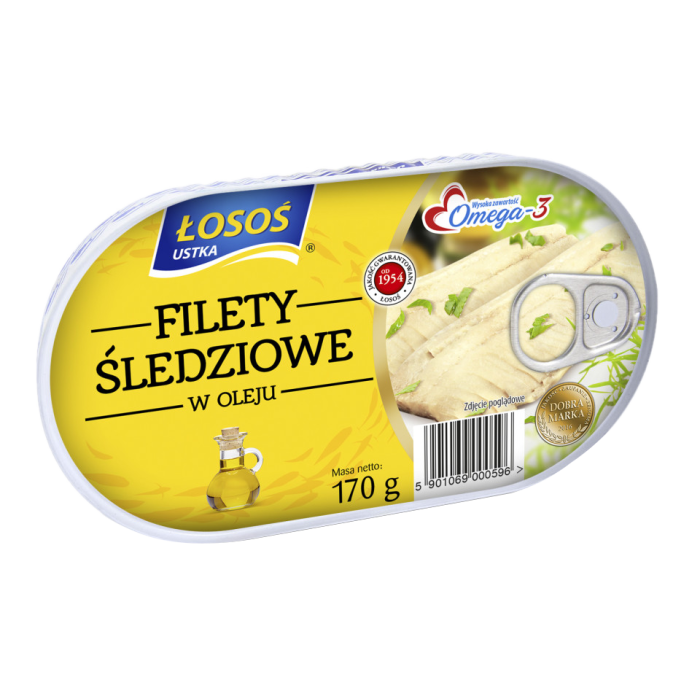 Zestaw Filety śledziowe w oleju - Łosoś Ustka 170g - 16 szt. - Kup teraz | Delikatesy Łosoś