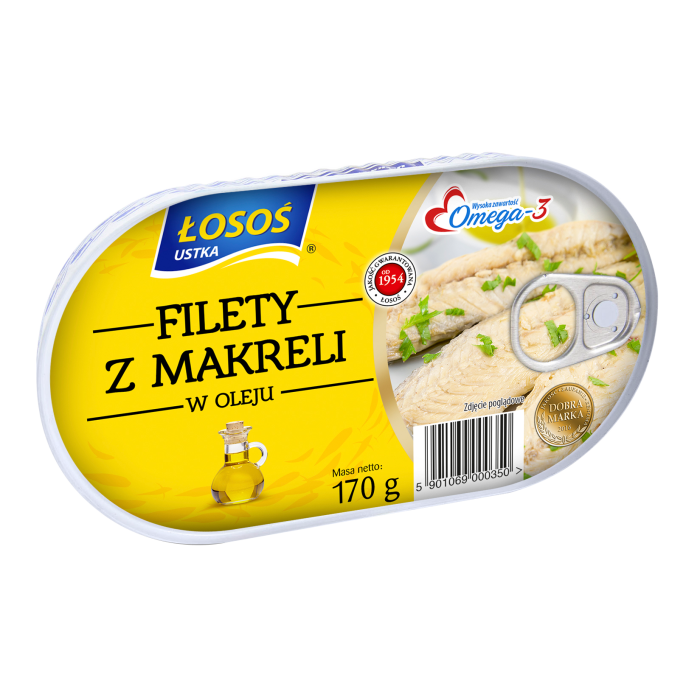Zestaw Filety z makreli w oleju - Łosoś Ustka 170g - 16 szt. - Kup teraz | Delikatesy Łosoś