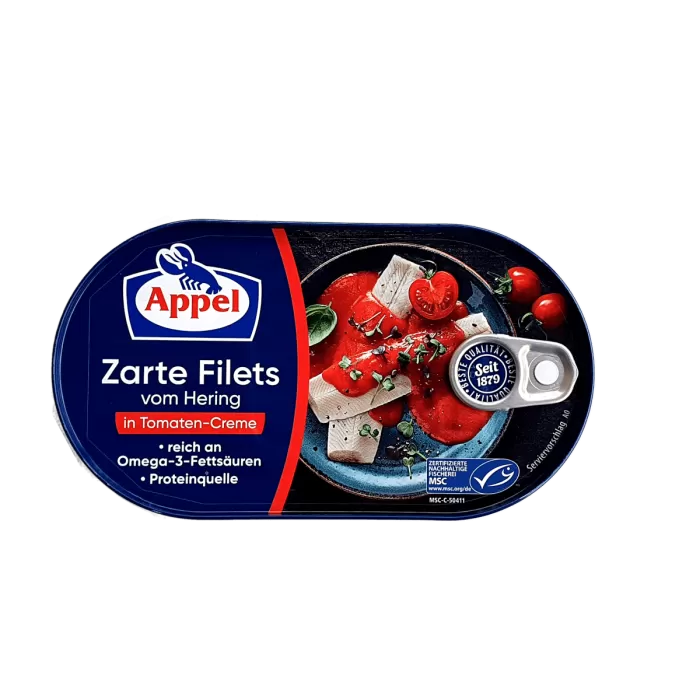 Zestaw Filety śledziowe w sosie pomidorowym - Appel 200g - 10 szt. - Kup teraz | Delikatesy Łosoś