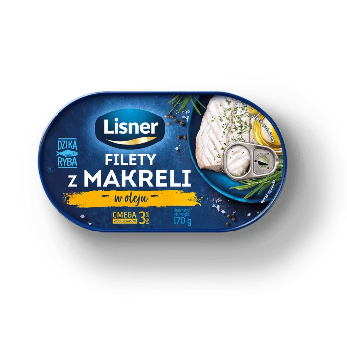 Zestaw Filety z makreli w oleju - Lisner 170g - 12 szt. - Kup teraz | Delikatesy Łosoś