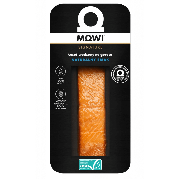 Kup teraz ➡Łosoś wędzony na gorąco mowi signature asc 125g, wysoka jakość, produkt premium