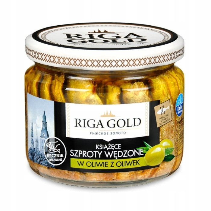 Kup teraz ➡Książęce szproty wędzone w oliwie z oliwek Riga Gold 250g, niska cena