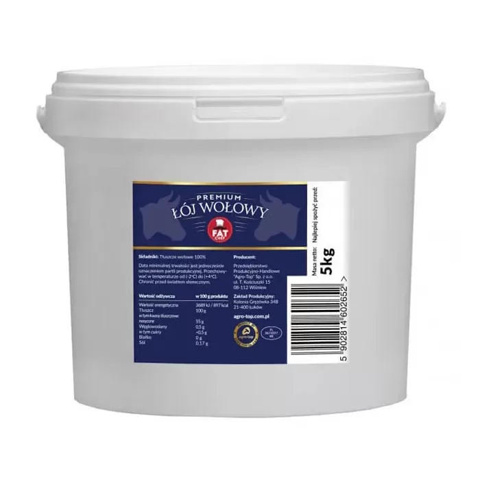 Kup teraz ➡ Łój wołowy Agro-top 5kg Kup teraz ➡ Łój wołowy Agro-top 5kg