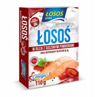 Kup teraz ➡Łosoś w oleju z suszonymi pomidorami Łosoś Ustka 110g