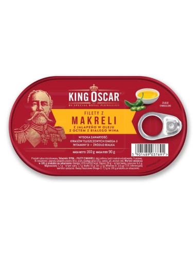 Filety z makreli z jalapeno w oleju z octem z białego wina - King Oscar 160g